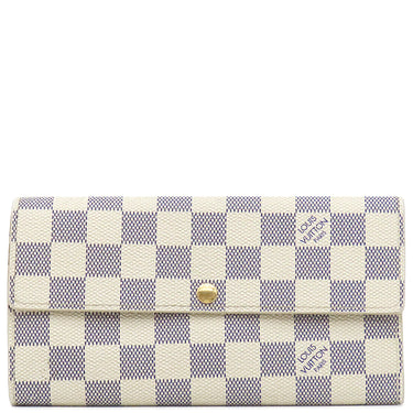 ルイヴィトン LOUIS VUITTON ポルトフォイユ サラ N61735 ダミエアズール ダミエアズールキャンバス 長財布 ゴールド金具 白