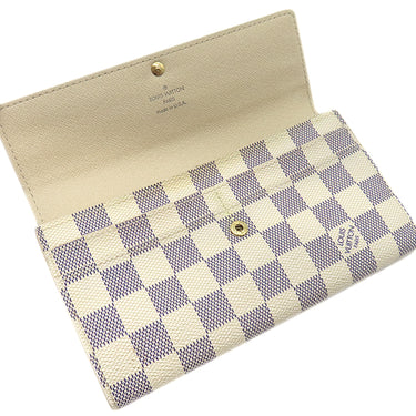 ルイヴィトン LOUIS VUITTON ポルトフォイユ サラ N61735 ダミエアズール ダミエアズールキャンバス 長財布 ゴールド金具 白