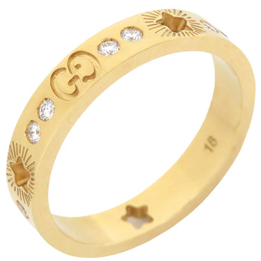 グッチ GUCCI アイコン スター ダイヤリング イエローゴールド K18YG #18 リング 指輪 Au750 750 18K 17号