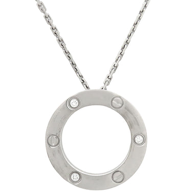 カルティエ Cartier ラブ サークル ダイヤ B7014600 ホワイトゴールド K18WG ダイヤモンド ネックレス 18金 750WG 3Pダイヤ