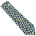 ブルガリ BVLGARI リーフ柄 10cm ネイビー×グリーン シルク ネクタイ 紺 緑 葉っぱ 植物柄