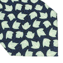 ブルガリ BVLGARI リーフ柄 10cm ネイビー×グリーン シルク ネクタイ 紺 緑 葉っぱ 植物柄