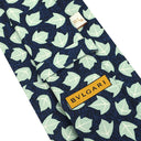 ブルガリ BVLGARI リーフ柄 10cm ネイビー×グリーン シルク ネクタイ 紺 緑 葉っぱ 植物柄