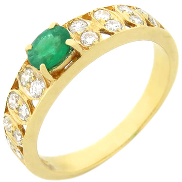 ノンブランド NON BRAND エメラルド ダイヤモンド リング イエローゴールド K18YG エメラルド ダイヤモンド リング 指輪 グリーン 緑 12.5号