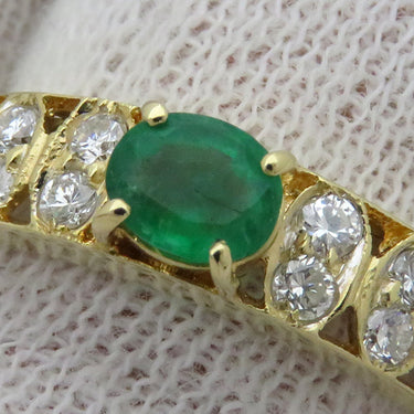 ノンブランド NON BRAND エメラルド ダイヤモンド リング イエローゴールド K18YG エメラルド ダイヤモンド リング 指輪 グリーン 緑 12.5号