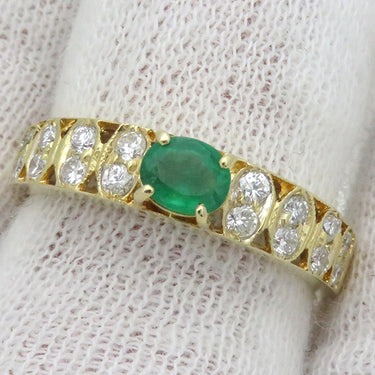 ノンブランド NON BRAND エメラルド ダイヤモンド リング イエローゴールド K18YG エメラルド ダイヤモンド リング 指輪 グリーン 緑 12.5号