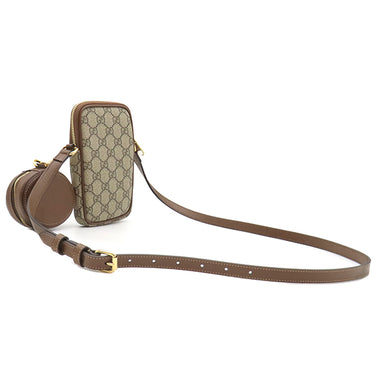 グッチ GUCCI インターロッキングG ミニショルダー 700959 ベージュ×ブラウン GGスプリームキャンバス レザー ショルダーバッグ ゴールド金具 茶 ダブルG