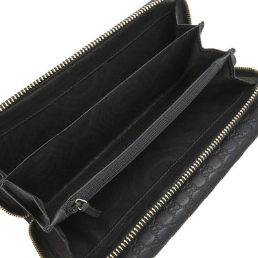 グッチ GUCCI マイクログッチシマ 449364 ブラック レザー 長財布 ゴールド金具 黒 ダブルG ラウンドファスナー