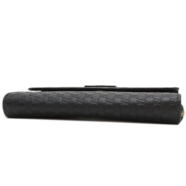 グッチ GUCCI マイクログッチシマ 449364 ブラック レザー 長財布 ゴールド金具 黒 ダブルG ラウンドファスナー