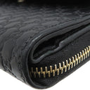 グッチ GUCCI マイクログッチシマ 449364 ブラック レザー 長財布 ゴールド金具 黒 ダブルG ラウンドファスナー