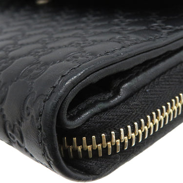 グッチ GUCCI マイクログッチシマ 449364 ブラック レザー 長財布 ゴールド金具 黒 ダブルG ラウンドファスナー