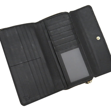 グッチ GUCCI マイクログッチシマ 449364 ブラック レザー 長財布 ゴールド金具 黒 ダブルG ラウンドファスナー