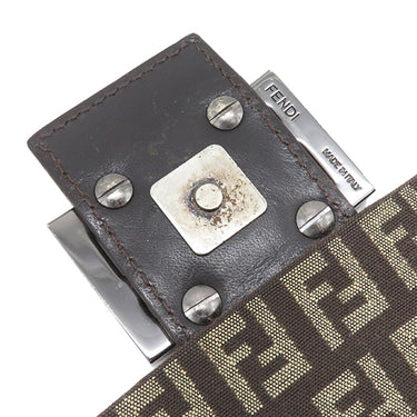フェンディ FENDI ズッキーノ 8BT075 ブラウン キャンバス レザー ショルダーバッグ シルバー金具 茶