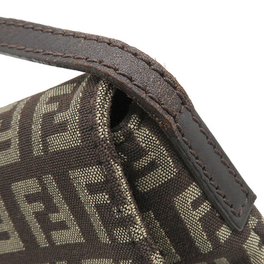フェンディ FENDI ズッキーノ 8BT075 ブラウン キャンバス レザー ショルダーバッグ シルバー金具 茶