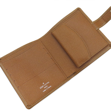 ルイヴィトン LOUIS VUITTON ポルトビエ コンパクト M63551 キャメル エピレザー 二つ折り財布 シルバー金具 茶 コンパクト財布