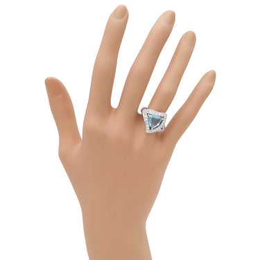 ブルガリ BVLGARI ディーヴァ ドリーム ホワイトゴールド K18WG ダイヤモンド アクアマリン リング 指輪 750 18金 12号