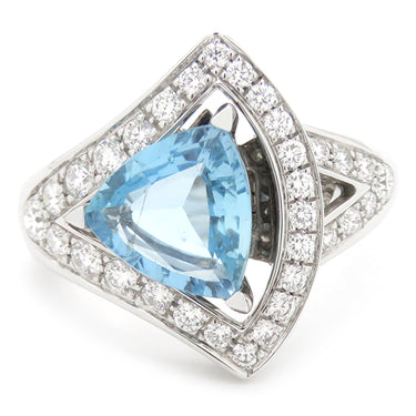 ブルガリ BVLGARI ディーヴァ ドリーム ホワイトゴールド K18WG ダイヤモンド アクアマリン リング 指輪 750 18金 12号