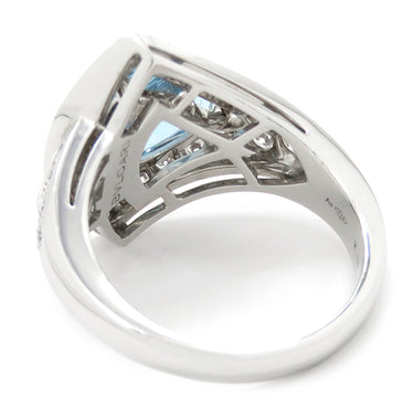 ブルガリ BVLGARI ディーヴァ ドリーム ホワイトゴールド K18WG ダイヤモンド アクアマリン リング 指輪 750 18金 12号