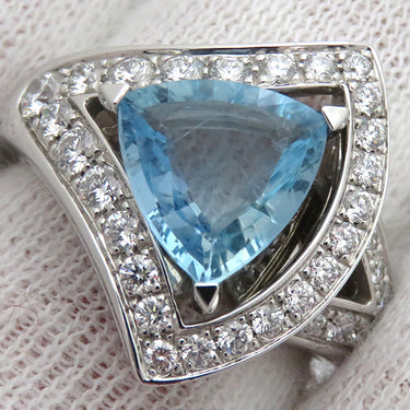 ブルガリ BVLGARI ディーヴァ ドリーム ホワイトゴールド K18WG ダイヤモンド アクアマリン リング 指輪 750 18金 12号