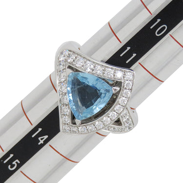 ブルガリ BVLGARI ディーヴァ ドリーム ホワイトゴールド K18WG ダイヤモンド アクアマリン リング 指輪 750 18金 12号