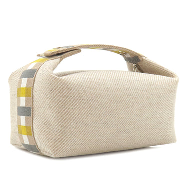 エルメス HERMES ブリッド ア ブラック オ カレPM セーグル ウール ポーチ シルバー金具 ハンドバッグ バニティバッグ