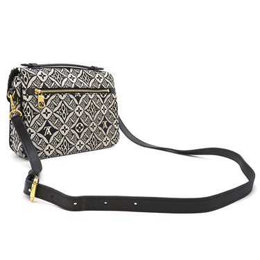 ルイヴィトン LOUIS VUITTON ポシェット メティス MM M57272 ブラック×ホワイト レザー モノグラムジャガードキャンバス 2WAYバッグ ゴールド金具 SINCE1854 ショルダー 黒 白
