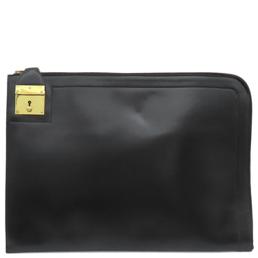 エルメス HERMES 書類ケース ブラック ボックスカーフ クラッチバッグ ゴールド金具 黒 ドキュメントケース セカンドバッグ