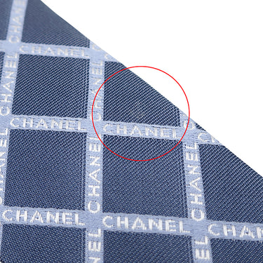 シャネル CHANEL CHANELロゴ 9.5cm ブルー シルク ネクタイ 青 格子柄