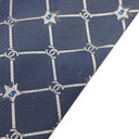 シャネル CHANEL ココマーク 5スター 9.5cm ネイビー×シルバー シルク ネクタイ 紺 星