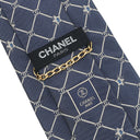 シャネル CHANEL ココマーク 5スター 9.5cm ネイビー×シルバー シルク ネクタイ 紺 星