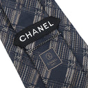 シャネル CHANEL 斜め格子 9.5cm ブラック×マルチカラー シルク ネクタイ 黒