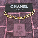 シャネル CHANEL 格子柄 9cm ボルドー シルク ネクタイ CHANEL ロゴ