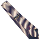 シャネル CHANEL ストライプ柄 9.5cm ネイビー×アイボリー×レッド シルク ネクタイ ココマーク