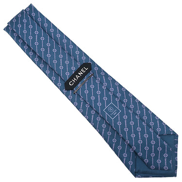 シャネル CHANEL ココマーク カメリア 9.5cm ブルー×ピンク シルク ネクタイ 花 青緑