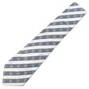 シャネル CHANEL CHANELココマーク 10cm グレー×ホワイト シルク ネクタイ 斜めストライプ 花柄