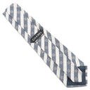 シャネル CHANEL CHANELココマーク 10cm グレー×ホワイト シルク ネクタイ 斜めストライプ 花柄