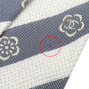 シャネル CHANEL CHANELココマーク 10cm グレー×ホワイト シルク ネクタイ 斜めストライプ 花柄