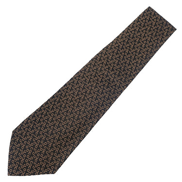 シャネル CHANEL CO柄 9.5cm ブラック×ゴールド シルク ネクタイ 黒 アルファベット