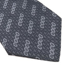 シャネル CHANEL COCO柄 9.5cm グレー×ネイビー シルク ネクタイ 総柄