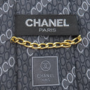 シャネル CHANEL COCO柄 9.5cm グレー×ネイビー シルク ネクタイ 総柄
