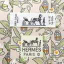 エルメス HERMES 総柄 9cm ベージュ シルク ネクタイ ティーカップ お茶会 花柄