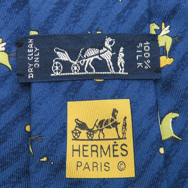 エルメス HERMES 総柄 9cm ネイビー シルク ネクタイ ペガサス柄