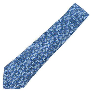 エルメス HERMES クラバット 9cm ブルー×グレー シルク ネクタイ 青 総柄