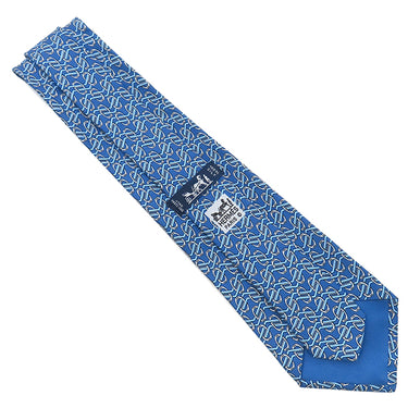 エルメス HERMES クラバット 9cm ブルー×グレー シルク ネクタイ 青 総柄