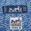 エルメス HERMES クラバット 9cm ブルー×グレー シルク ネクタイ 青 総柄