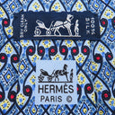 エルメス HERMES クラバット 9cm ブルー×マルチカラー シルク ネクタイ 青 赤 黄色 総柄 幾何学柄