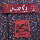 エルメス HERMES 総柄 8cm ネイビー×レッド シルク ネクタイ シェーヌダンクル