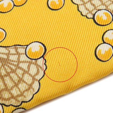 エルメス HERMES クラバット 9cm イエロー シルク ネクタイ 貝柄 貝殻 真珠