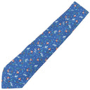 エルメス HERMES 9cm ブルー シルク ネクタイ スキー 総柄 雪
