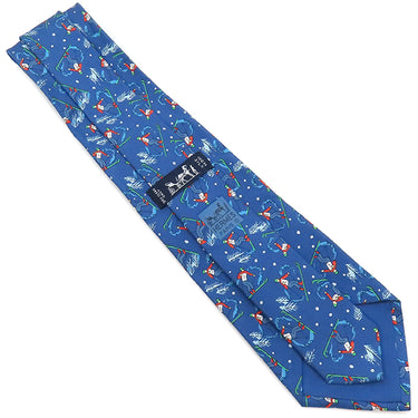エルメス HERMES 9cm ブルー シルク ネクタイ スキー 総柄 雪